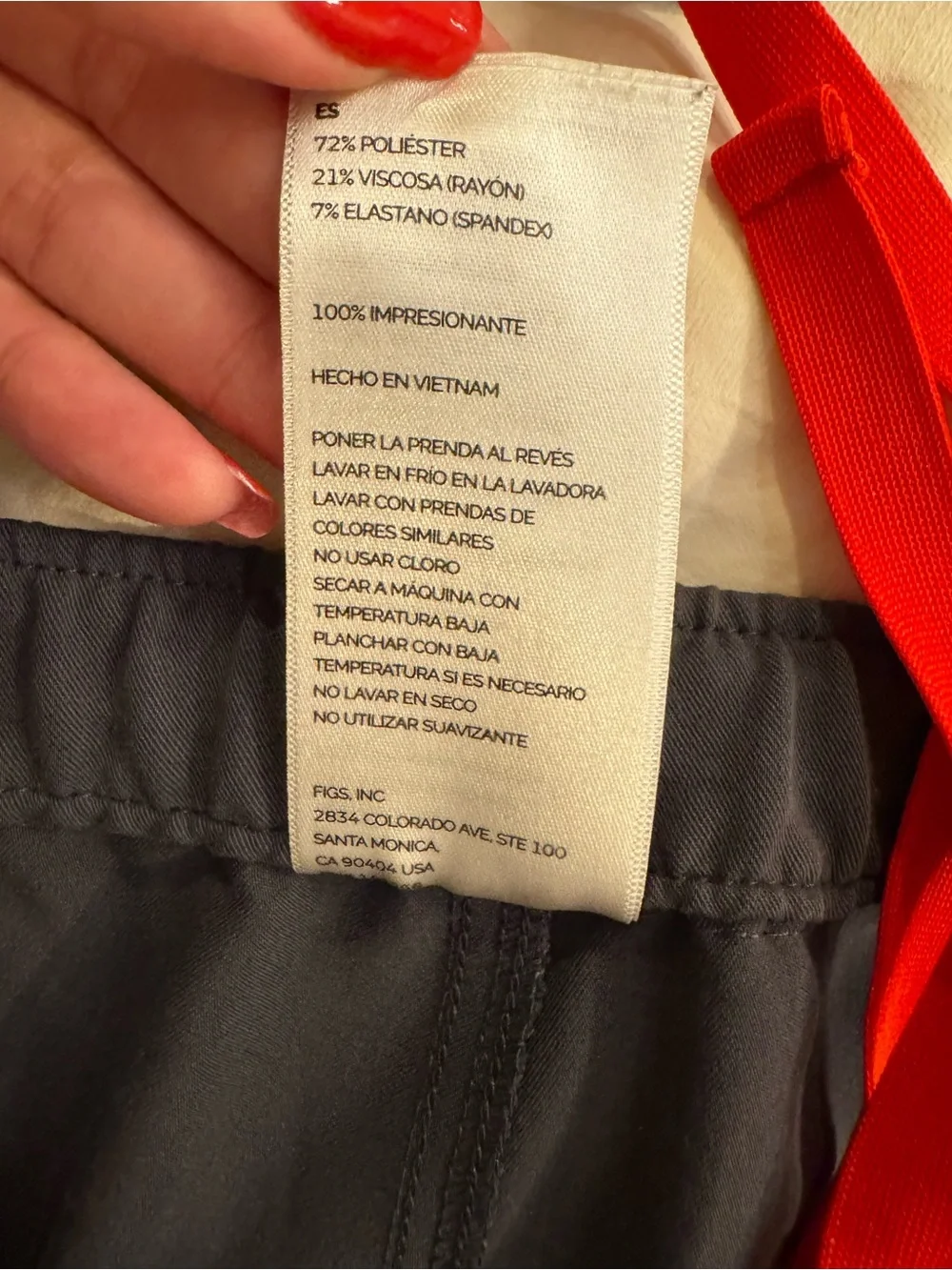 Figs Men's Charcoal Jogger Pants with Red Drawstring